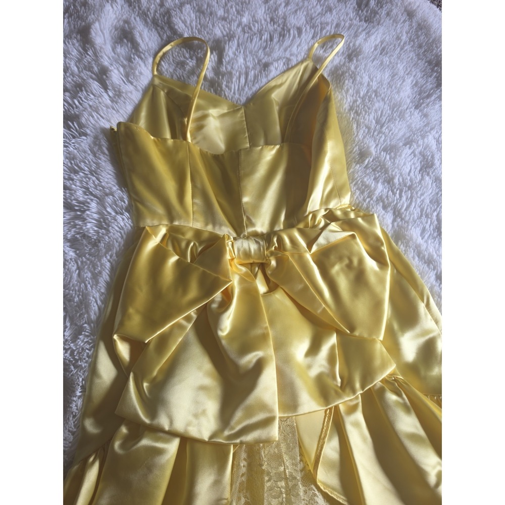Vintage An Original by Hazel Hammer 80's Prom Satin & Lace Yellow Dress- S - Picture 8 of 12
